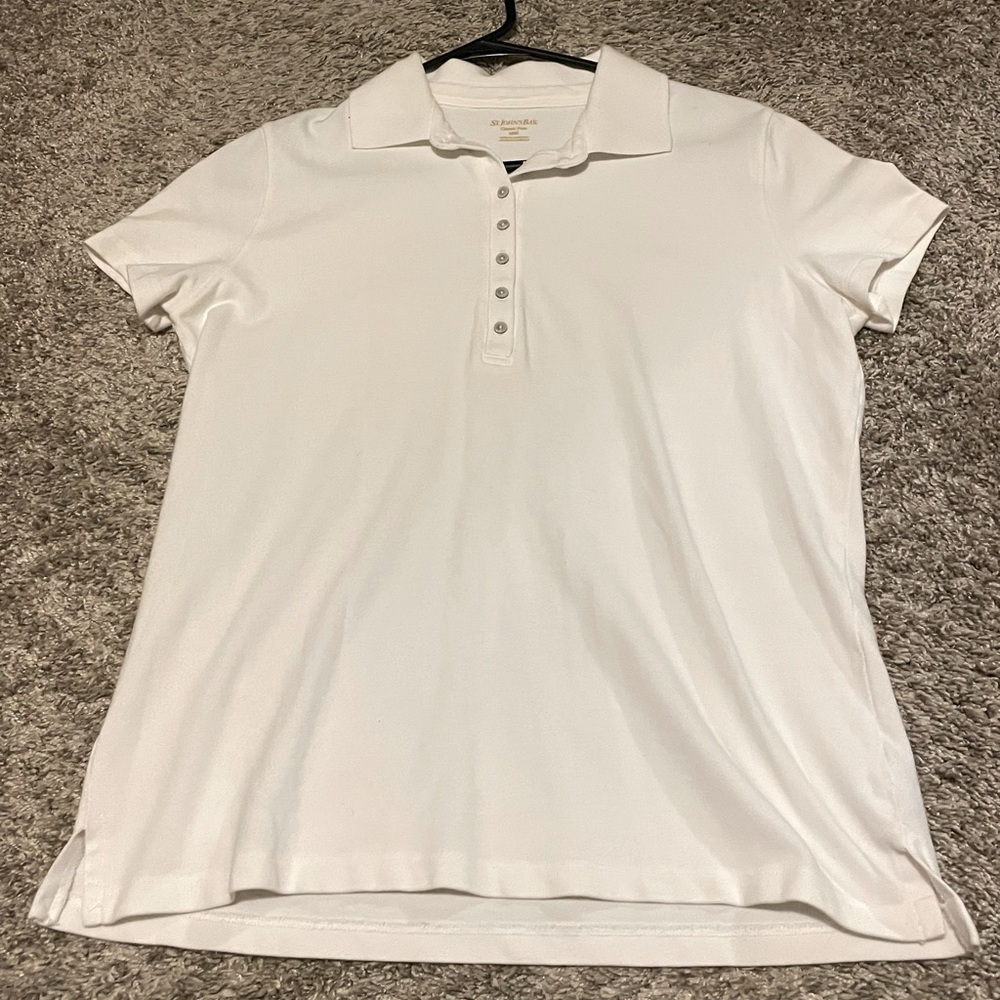 Classic St. John’s Bay Womens Short Sleeve White Polo Shirt